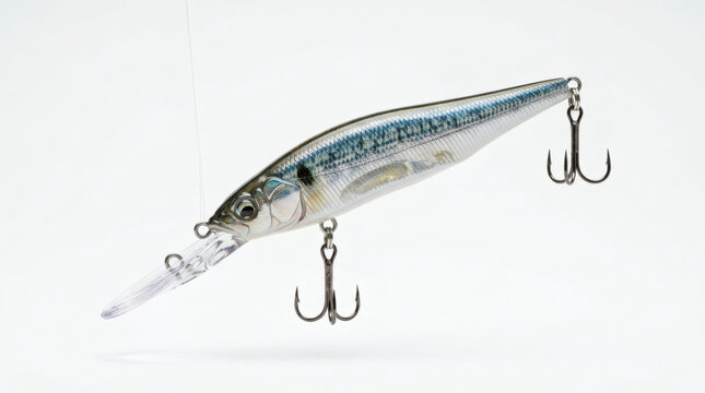 A fishing lure with realistic fish design, ready for a catch