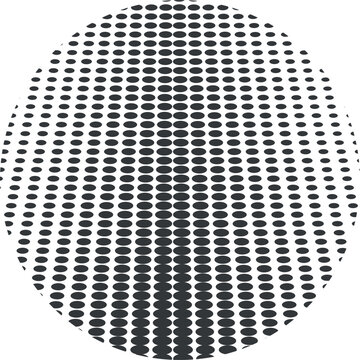 Abstract Halftone Circle Pattern, Black and White Dot Matrix Gradient Sphere, Modern Geometric Optical Texture Graphic Element for Print and Background Design