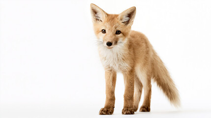 Fototapeta premium Young Red Fox Standing on White Background