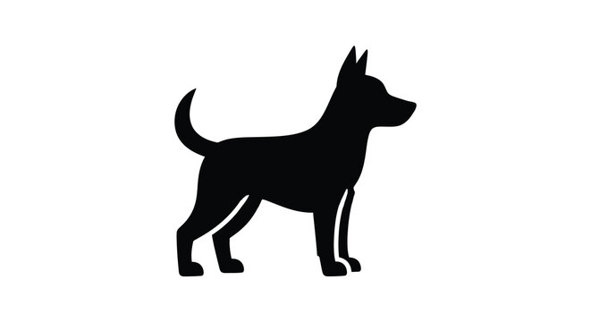 A dog silhouette on white background animal pet