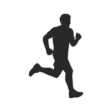 Running person athlete silhouette vector icon illustration
