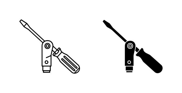 Adjustable Screwdriver Icon Set, Ratchet Tool Vector Graphics, Hand Tool Symbols for DIY and Repair