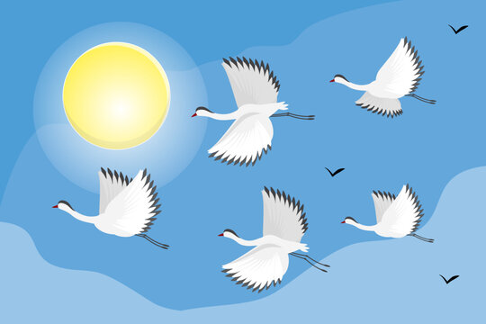 3D Isometric Flat Vector Illustration of Bird Migration, World Migratory Bird Day Banner