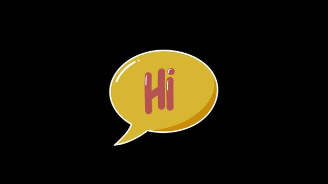 Hi Yellow Pop Up Comic Speech Bubble Hand Drawn Frame by Frame Animation Overlay