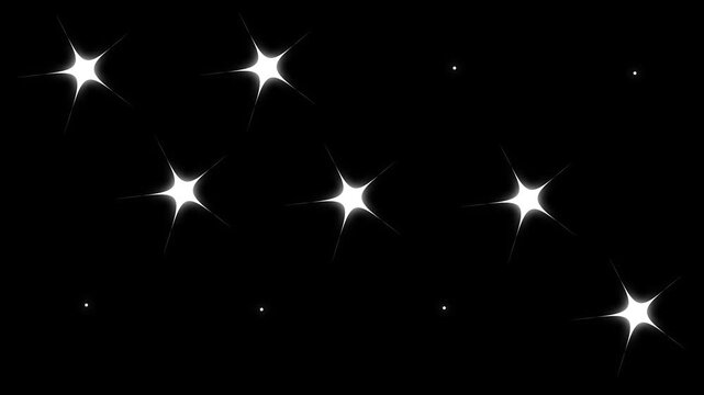 Star twinkling, white star blinking animation,sparkling stars Shine animation,particle magic tail sparkling glitter star dust trail loop animation on black screen background