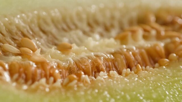 Melon texture, fresh yellow or orange fruit surface close-up background