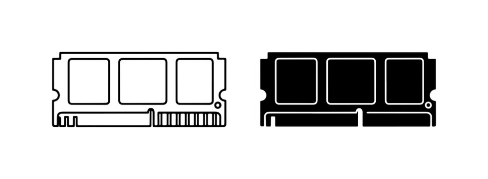 RAM Modules, Computer Memory, Data Storage Icons, Technology Hardware Vector Set