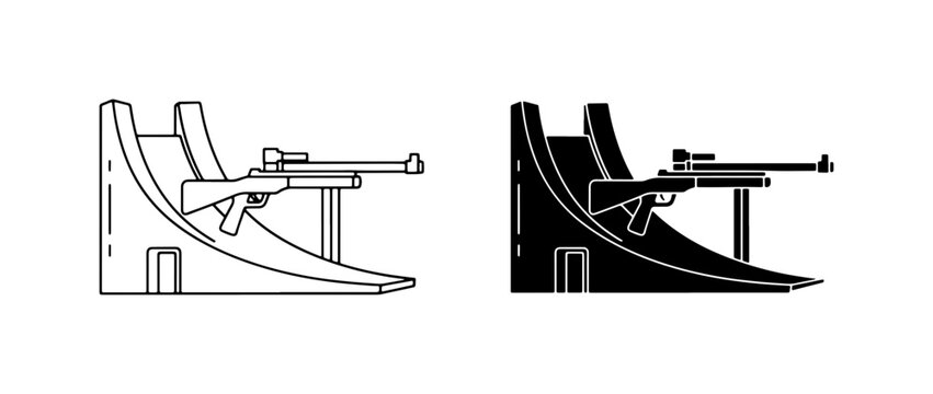 Rifle Stand Vector Icons, Firearm Support Graphics, Gun Rack Silhouette, Weapon Display Elements