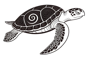 Fototapeta premium Sea turtle swimming in clear water