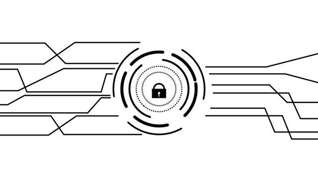 Digital security lock icon safeguards high tech corporate databases. Secure security lock icon visualizes advanced network data encryption. Cyber security concept using security lock animation