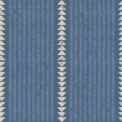 tribal stripes denim blue seamless pattern. indigo slate blue vertical stripe chevron triangle dash woven look ikat texture block print hand drawn line art scandinavian blue aesthetic © milatoo