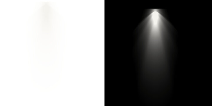 Square Top Spotlight Beam Light Effect Overlay, Sharp Cutoff Downlight Ray and Studio Illumination, Stage Ceiling Light Projection Graphic Element for Modern Scene Design