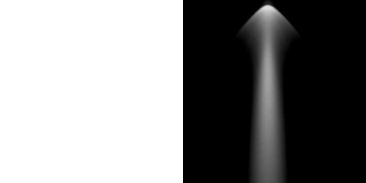Flared Column Spotlight Beam Light Effect Overlay, Trumpet Shape Downlight Ray with Top Flare, Modern Stage and Studio Illumination Projection Graphic Element for Background Design
