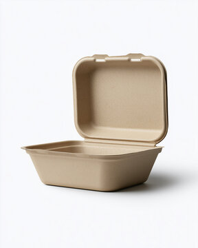 Open bagasse compostable clamshell container
