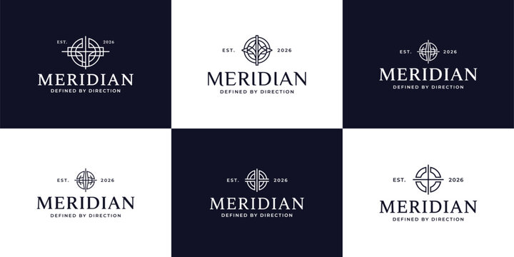 Meridian Luxury Logo Design Premium Minimalist Vector Navigation Brand Identity Modern Elegant Icon Collection