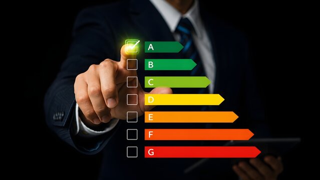 Home Improvement concept, Home Energy Efficiency, Eco-Friendly Home Improvement, Cost Savings and Green Energy Costs. businessman who chooses to use green energy saving in home