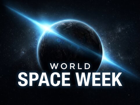 World space week celebration with planet earth and bright cosmic background