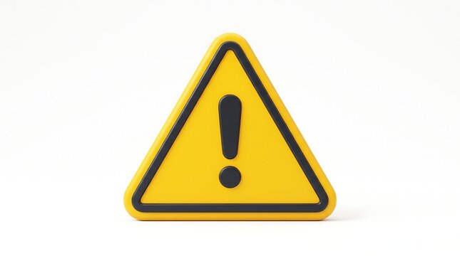 Yellow triangular warning sign with black exclamation point on white background
