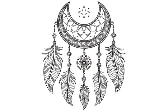 Dreamcatcher with feathers and intricate design