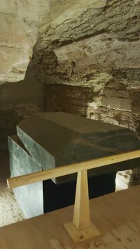 Catacombs and sarcophagi for the burial of mummies of sacred Apis bulls in the ancient Serapeum complex at Saqqara, Egypt.