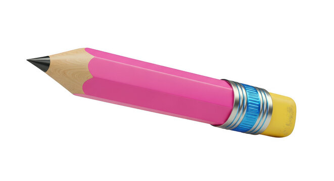 Colorful pencil with eraser and sharpener