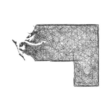 Black and white sketch Manatee County (Florida) outline map design