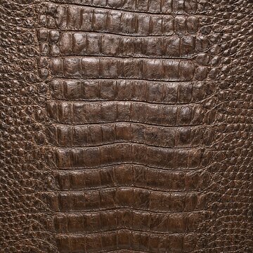 Crocodile leather texture with detailed patterns in dark brown shade  