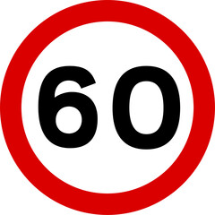 Speed Limit 60 Road Sign Isolated on Transparent Background © Fidelis