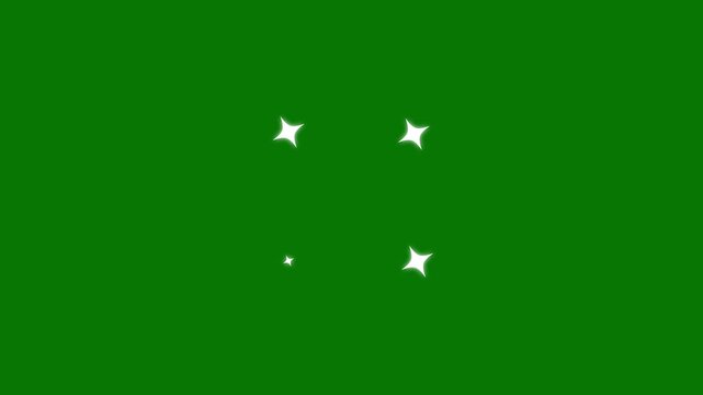  glitter shine bursts, retro flat vector style,flat vector doodle sparkle, glowing light trails,Twinkling stars animation. glowing white doodle stars, glitter shine bursts,green screen background.