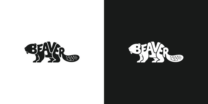 BEAVER  Logo with Integrated Animal Typography