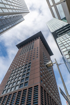 Frankfurt skyscrapers bottom up view