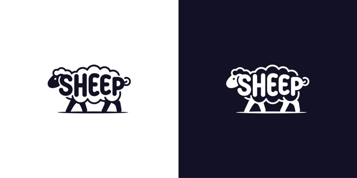 sheep Logo with Integrated Animal Typography