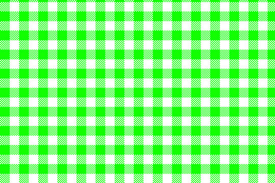 Classic lime green and white gingham checkered pattern fabric texture for picnic backgrounds