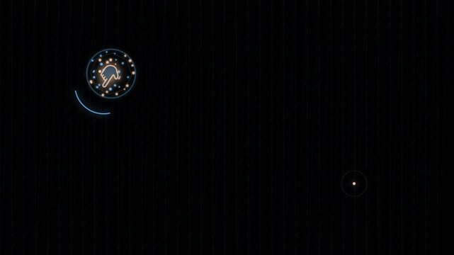 Animated hand cursor clicking interface on dark background pointer