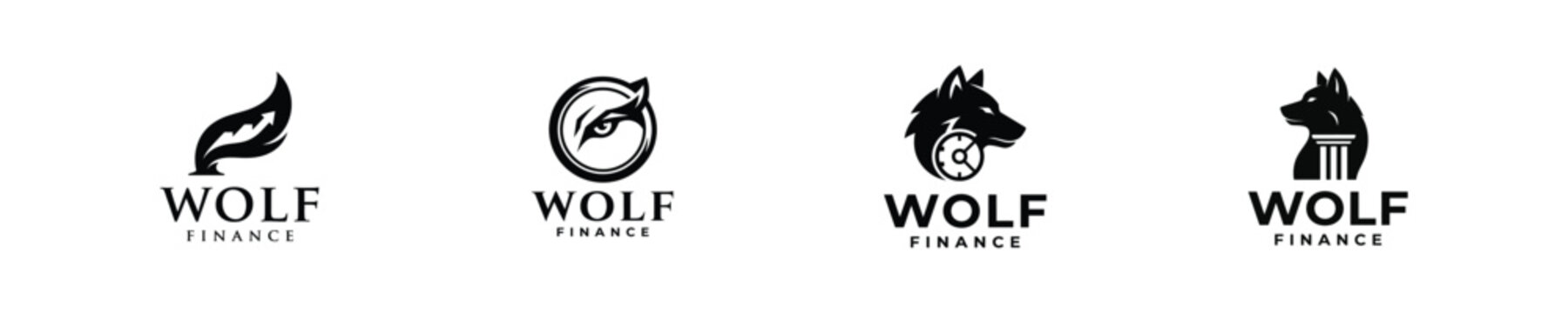 Wolf Finance Brand Identity Collection Animal Logo Typography Logo Design Vector
