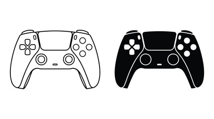Game controller silhouettes a black and white vector illustration © Rina