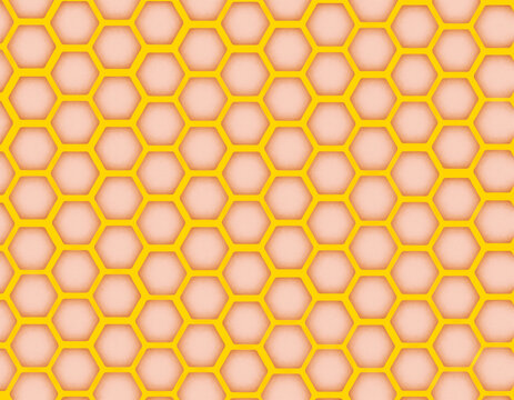 seamless pattern with honeycombs glowing neon yellow hexagonal art design