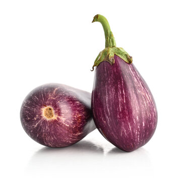 Fresh purple eggplant isolated on a white background