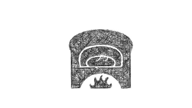 Sketch bread baking icon animation - smooth progressive reveal