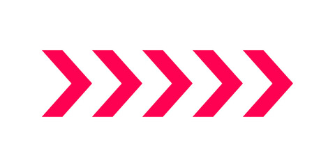 Obraz premium Five bright pink arrow symbols pointing to the right in a horizontal row
