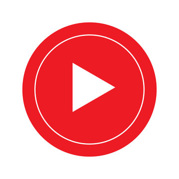 Red play button icon with a white triangle symbol inside a circular frame