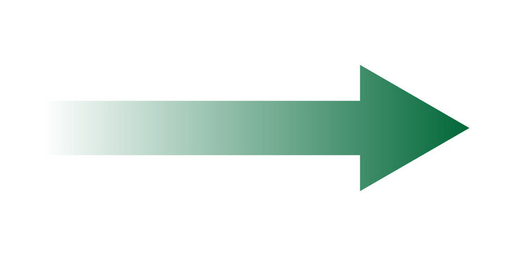 Green arrow pointing right with a modern gradient fade effect