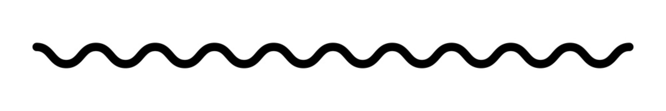 Black wavy divider line isolated on transparent background, minimal curved border element for text separation, website decoration and graphic design