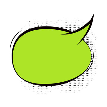 A blank green comic book speech bubble with retro halftone dots transparent background