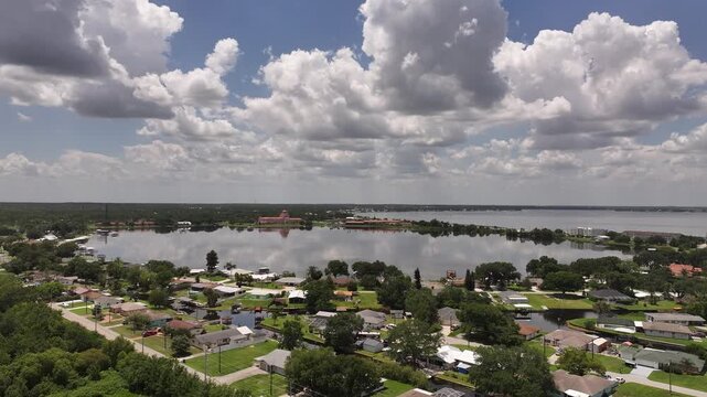  Aerial View of Lake Jackson, Sebring, Florida &mdash; Waterfront Neighborhood and Cloudy Summer Sky