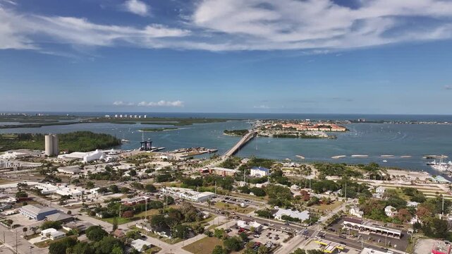  Aerial view of Fort Pierce, Florida inlet and coastal waterway