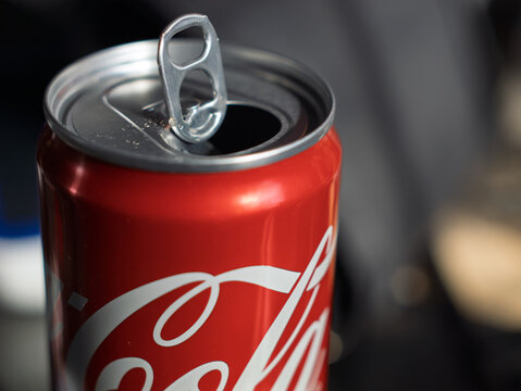 Coca-Cola Can with Open Tab Ready to Drink