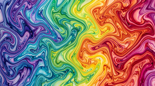 Abstract rainbow colorful fluid art marble background with vibrant swirling liquid textures