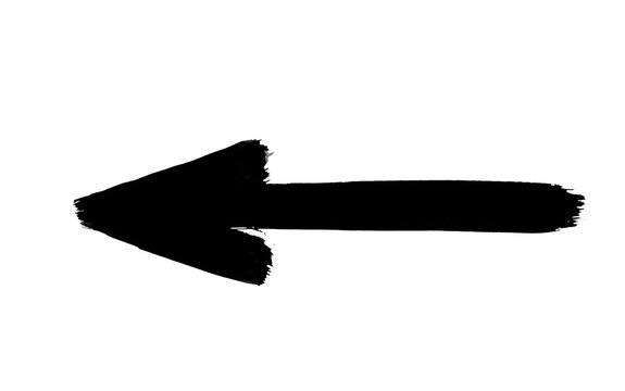 hand drawn watercolor arrow black on a white background