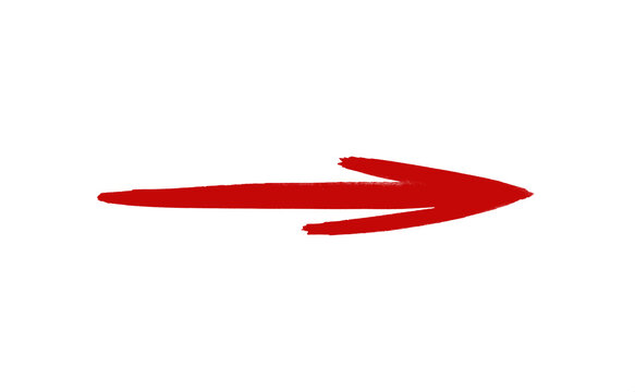 hand drawn watercolor arrow red on a white background